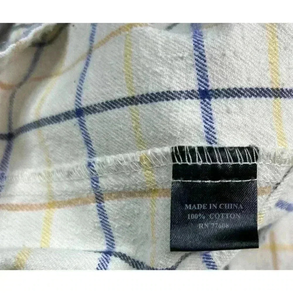 J. Peterman Shirt Flannel Plaid White Henley Long Sleeves Grandpa M - Picture 7 of 10
